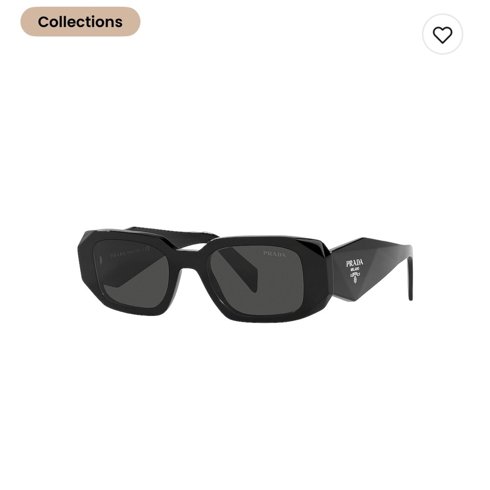 Prada rectangle sunglasses in black & dark grey $517
